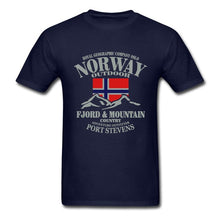 Load image into Gallery viewer, Summer Norway Flag Fjord Mountain T Shirt Crazy Men&#39;s Shirt Cotton Crewneck Plus Size Short Sleeve  Funny T-shirts
