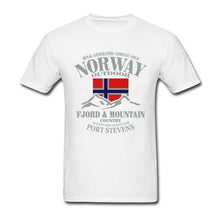 Load image into Gallery viewer, Summer Norway Flag Fjord Mountain T Shirt Crazy Men&#39;s Shirt Cotton Crewneck Plus Size Short Sleeve  Funny T-shirts
