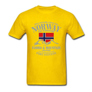 Summer Norway Flag Fjord Mountain T Shirt Crazy Men's Shirt Cotton Crewneck Plus Size Short Sleeve  Funny T-shirts